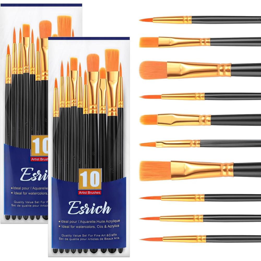imageESRICH Acrylic Paint Brushes Set8Packs 80 Pcs Nylon Paintbrushes Head Suitable for Acrylic Oil Watercolor Rock Body Face Nail Art Perfect Suit of Art Painting Best Gift for Kids Adult DrawingBlack