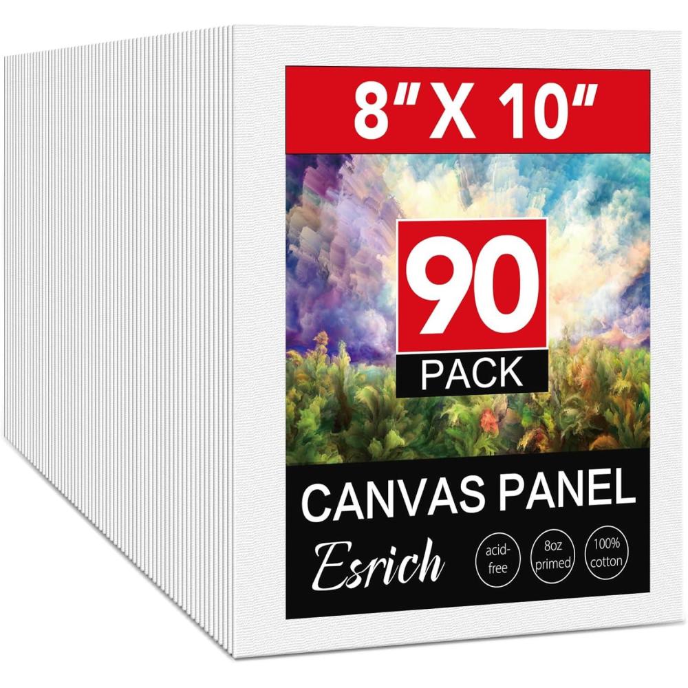 imageESRICH Canvas Boards for Painting 2 Pack Canvas for Painting 11x14 Cotton Primed Acid Free Blank Canvas Panels for Oil Paint Watercolor Acrylic Paint Gouache and Tempera810in 90pack