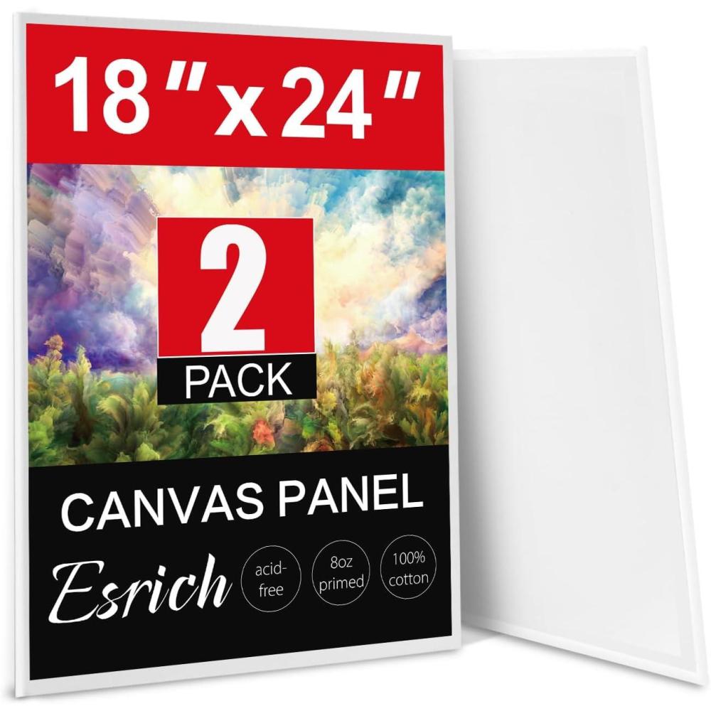imageESRICH Canvas Boards for Painting 2 Pack Canvas for Painting 11x14 Cotton Primed Acid Free Blank Canvas Panels for Oil Paint Watercolor Acrylic Paint Gouache and Tempera1824in 2pack