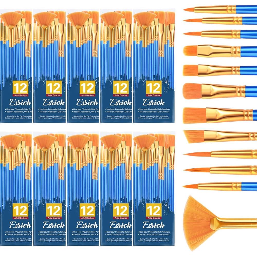 imageESRICH Paint Brushes Set20 Pack 240 Pcs Nylon Hair Paintbrushes RoundPointed Tip Paint BrushArtist Paint Brushes for Acrylic PaintingAcrylic Oil Watercolor Face ArtsKids Adult Drawing120p