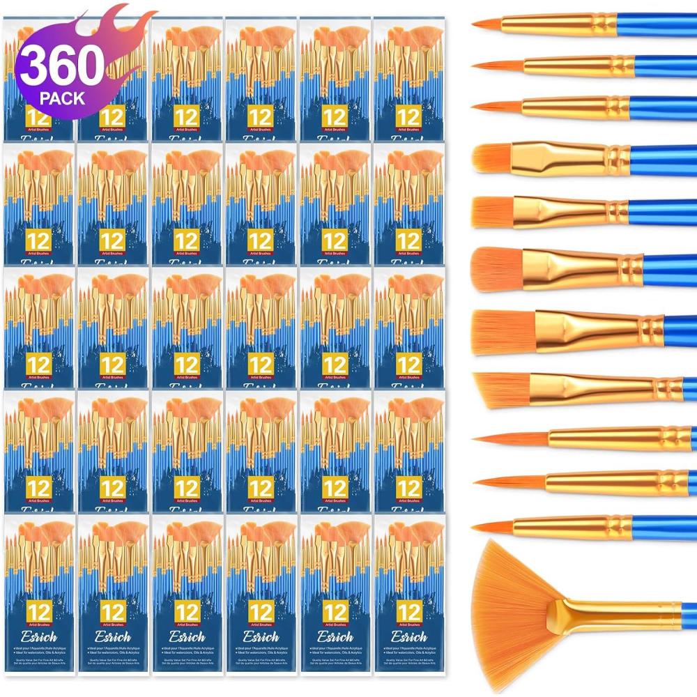 imageESRICH Paint Brushes Set20 Pack 240 Pcs Nylon Hair Paintbrushes RoundPointed Tip Paint BrushArtist Paint Brushes for Acrylic PaintingAcrylic Oil Watercolor Face ArtsKids Adult Drawing360p