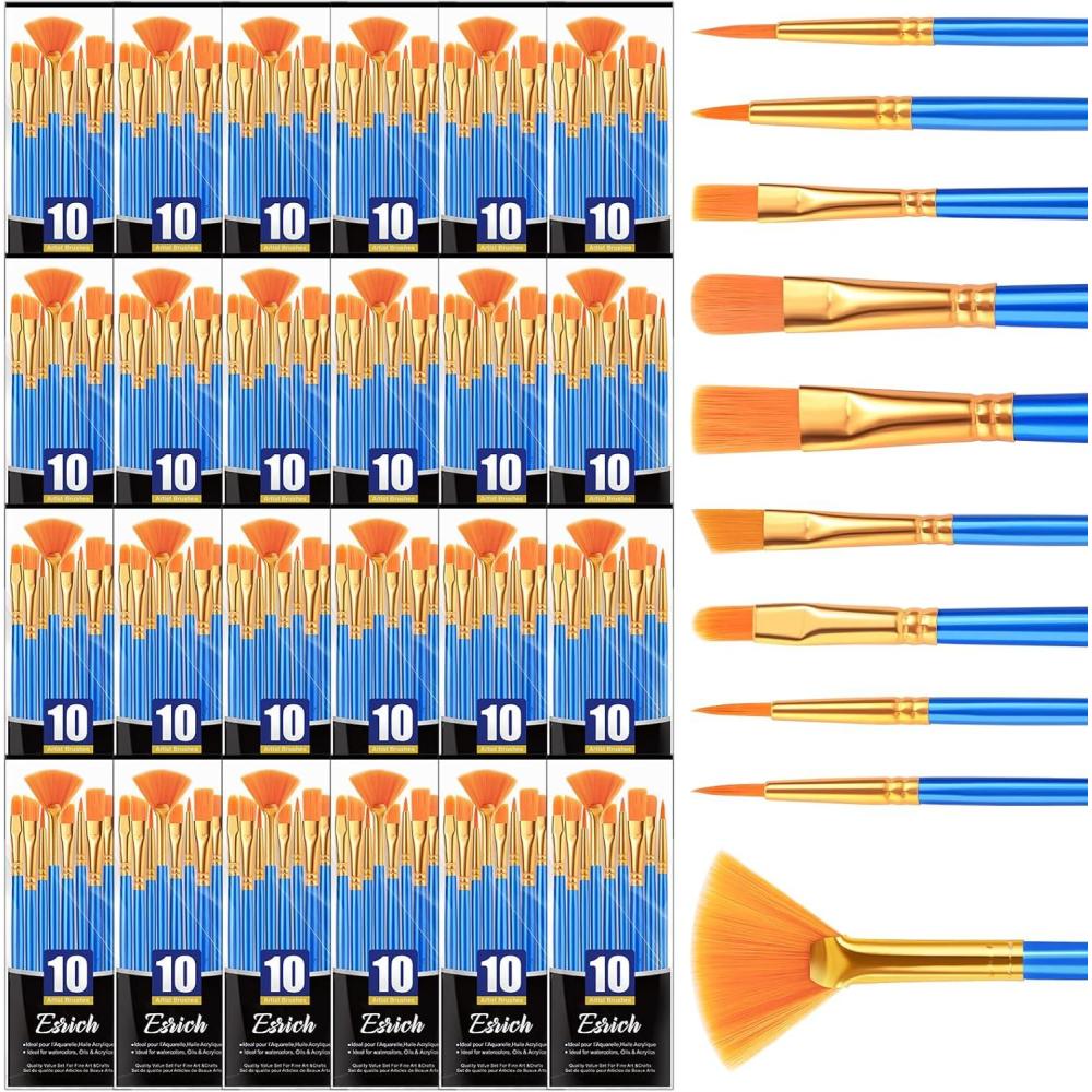 imageESRICH Paint Brushes10Pack100pcs Paint Brush for Acrylic PaintingAcrylic Paint Brush Set for Oil WatercolorBody Face Rock Canvas Small Paint Brushes for Kids Adult Drawing240p