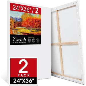 14 Packs Stretched Canvas for Painting, MultiSize 12×16, 10×12, 8×10, 5×7, 8×8, 6×6, 4×4 (2 of Each), Primed Blank Canvas for Oil, Acrylic Paint,for Beginner, Artist.(2Pack-24×36 Canvas)