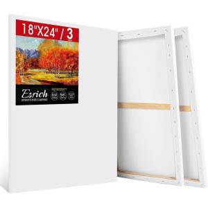 14 Packs Stretched Canvas for Painting, MultiSize 12×16, 10×12, 8×10, 5×7, 8×8, 6×6, 4×4 (2 of Each), Primed Blank Canvas for Oil, Acrylic Paint,for Beginner, Artist.(3Pack-18×24 Canvas)