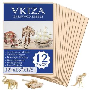 24Pack Basswood Sheets 4x6x1/16 Inch, Basswood for Laser Cutting & Engraving, Thin Plywood Wood Sheets Unfinished Wood for Crafts, DIY Architectural Models, Wood Burning and Painting.(Basswood 12 Packs)