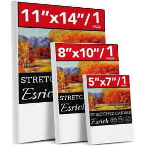 3 Pack Canvases for Painting with Multi Pack 11×14, 5×7, 8×10, Painting Canvas for Oil & Acrylic Paint(3 Packs – 3Sizes(1 of Each))