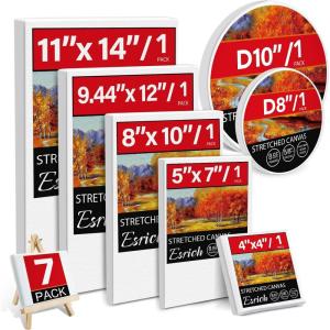3 Pack Canvases for Painting with Multi Pack 11×14, 5×7, 8×10, Painting Canvas for Oil & Acrylic Paint(7 Pcs-7sizes(1 of Each))