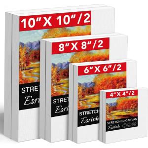3 Pack Canvases for Painting with Multi Pack 11×14, 5×7, 8×10, Painting Canvas for Oil & Acrylic Paint(8PCS Square Canvas-4sizes（2 of Each）)