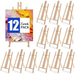 ESRICH 2 Pack 11.8″ Wood Easels,Tabletop Easel for Painting,Painting Party, Displaying Canvases, Kids Student Table School Desktop, Portable Canvas Photo Picture Sign Holder(16″-12P)