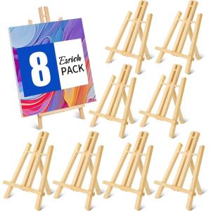 ESRICH 2 Pack 11.8″ Wood Easels,Tabletop Easel for Painting,Painting Party, Displaying Canvases, Kids Student Table School Desktop, Portable Canvas Photo Picture Sign Holder(11.8″-8P)