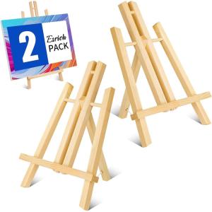 ESRICH 2 Pack 11.8″ Wood Easels,Tabletop Easel for Painting,Painting Party, Displaying Canvases, Kids Student Table School Desktop, Portable Canvas Photo Picture Sign Holder(11.8″-2P)