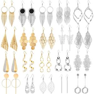 ESRICH 20 Pairs Drop Dangle Earrings,Gold Earrings for Women,Silver Earring,Earrings for Women,Dangle Earrings for Womem,Boho Bohemian Earrings for Birthday Party Wedding Party Prom