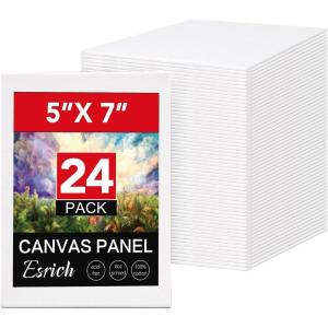 ESRICH 3x3IN Small Canvases for Painting, 32 Pack Mini Canvas Boards Cotton Painting Canvas Primed Acid Free Mini Blank Canvas Panels for Oil Paint,Watercolor,Acrylic Paint,Gouache&Tempera.(5x7in 24pack)