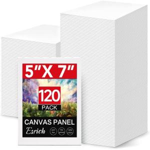 ESRICH 3x3IN Small Canvases for Painting, 32 Pack Mini Canvas Boards Cotton Painting Canvas Primed Acid Free Mini Blank Canvas Panels for Oil Paint,Watercolor,Acrylic Paint,Gouache&Tempera.(5x7in 120pack)