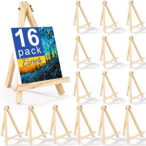 ESRICH 4 Pack 9 Inch Wood Easels – Tripod Painting Easels for Art & Crafts, Portable Canvas Holders(16)