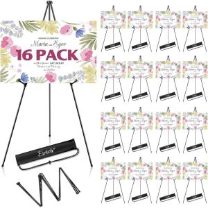 ESRICH 8 Pack Easel Stand for Sign, 63″ Easels for Display, Lightweight Metal Easels for Signs Wedding Logos,Arts, Painting,Adjustable Easel Stand with Storage Bag(16P)