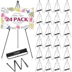 ESRICH 8 Pack Easel Stand for Sign, 63″ Easels for Display, Lightweight Metal Easels for Signs Wedding Logos,Arts, Painting,Adjustable Easel Stand with Storage Bag(24P)
