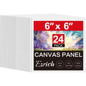 ESRICH 8×10 Canvas for Painting, 80 Pack Blank Painting Canvas, Primed Cotton Canvas Boards for Painting for Oil Paint, Watercolor, Acrylic Paint, Gouache and Tempera.(6x6in)