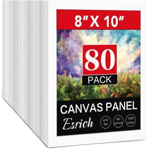 ESRICH 8×10 Canvas for Painting, 80 Pack Blank Painting Canvas, Primed Cotton Canvas Boards for Painting for Oil Paint, Watercolor, Acrylic Paint, Gouache and Tempera.(8x10in)