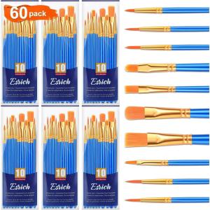 ESRICH Acrylic Paint Brushes Set, 16 Packs /160 Pcs, Nylon Brush Head, Suitable for Acrylic, Oil, Watercolor,Rock Body Face Nail Art,Perfect Suit of Art Painting, Best Gift for Kids Adult Drawing(Blue)