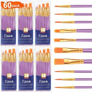 ESRICH Acrylic Paint Brushes Set, 16 Packs /160 Pcs, Nylon Brush Head, Suitable for Acrylic, Oil, Watercolor,Rock Body Face Nail Art,Perfect Suit of Art Painting, Best Gift for Kids Adult Drawing(Purple)