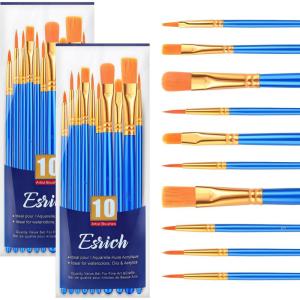 ESRICH Acrylic Paint Brushes Set,8Packs /80 Pcs Nylon Paintbrushes Head, Suitable for Acrylic Oil Watercolor Rock Body Face Nail Art Perfect Suit of Art Painting, Best Gift for Kids Adult Drawing(Blue)