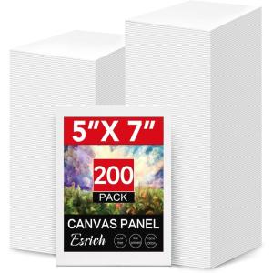 ESRICH Canvas Boards for Painting, 2 Pack Canvas for Painting 11×14 Cotton Primed Acid Free Blank Canvas Panels for Oil Paint, Watercolor, Acrylic Paint, Gouache and Tempera.(5*7in 200pack)