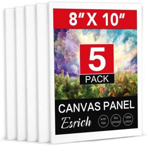 ESRICH Canvas Boards for Painting, 2 Pack Canvas for Painting 11×14 Cotton Primed Acid Free Blank Canvas Panels for Oil Paint, Watercolor, Acrylic Paint, Gouache and Tempera.(8*10in 5pack)