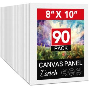 ESRICH Canvas Boards for Painting, 2 Pack Canvas for Painting 11×14 Cotton Primed Acid Free Blank Canvas Panels for Oil Paint, Watercolor, Acrylic Paint, Gouache and Tempera.(8*10in 90pack)