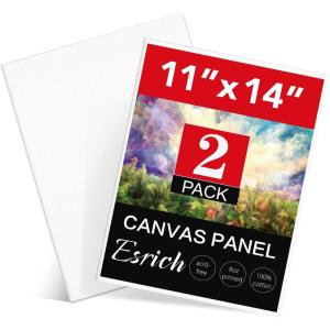 ESRICH Canvas Boards for Painting, 2 Pack Canvas for Painting 11×14 Cotton Primed Acid Free Blank Canvas Panels for Oil Paint, Watercolor, Acrylic Paint, Gouache and Tempera.(11*14in 2pack)
