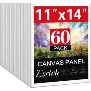 ESRICH Canvas Boards for Painting 5x7IN, 48 Pack Small Canvases for Painting Canvas Primed Acid-Free Blank Canvas Panels for Oil Paint, Watercolor, Acrylic Paint, Gouache & Tempera.(11x14in)