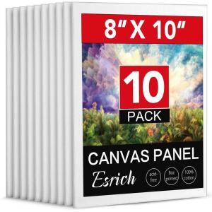 ESRICH Canvas Boards for Painting, 7 Pack Canvases for Painting 11×14 Cotton Primed Acid Free Blank Canvas Panels for Oil Paint, Watercolor, Acrylic Paint, Gouache and Tempera.(8×10)