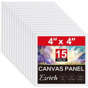 ESRICH Canvas Boards for Painting, 7 Pack Canvases for Painting 11×14 Cotton Primed Acid Free Blank Canvas Panels for Oil Paint, Watercolor, Acrylic Paint, Gouache and Tempera.(4×4)
