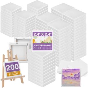 ESRICH Mini Canvases for Painting, Mini Canvas Bulk 200 Pack 2.4×2.4In, 2/5In Profile Small Square Canvas, Blank Canvases are Great for School Projects and Kids Birthday Parties, Home Decor Project.(2.4×2.4in-200 Packs)