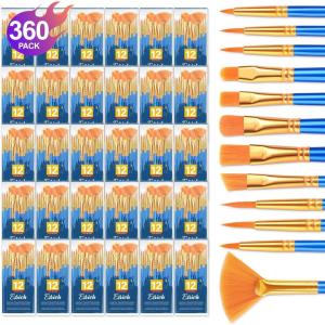 ESRICH Paint Brushes Set,20 Pack 240 Pcs Nylon Hair Paintbrushes Round-Pointed Tip Paint Brush,Artist Paint Brushes for Acrylic Painting,Acrylic Oil Watercolor Face Arts,Kids Adult Drawing(360p)