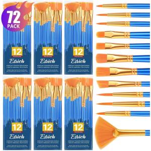 ESRICH Paint Brushes Set,20 Pack 240 Pcs Nylon Hair Paintbrushes Round-Pointed Tip Paint Brush,Artist Paint Brushes for Acrylic Painting,Acrylic Oil Watercolor Face Arts,Kids Adult Drawing(72p)