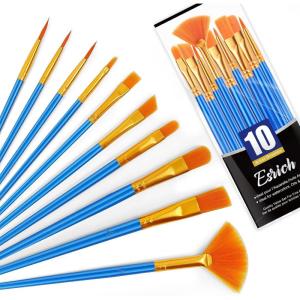 ESRICH Paint Brushes,10Pack-100pcs Paint Brush for Acrylic Painting,Acrylic Paint Brush Set for Oil Watercolor,Body Face Rock Canvas, Small Paint Brushes for Kids Adult Drawing(10p)