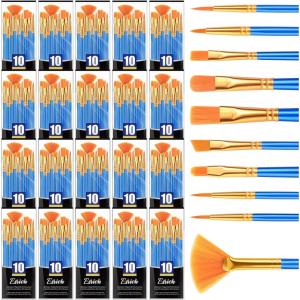 ESRICH Paint Brushes,10Pack-100pcs Paint Brush for Acrylic Painting,Acrylic Paint Brush Set for Oil Watercolor,Body Face Rock Canvas, Small Paint Brushes for Kids Adult Drawing(200p)