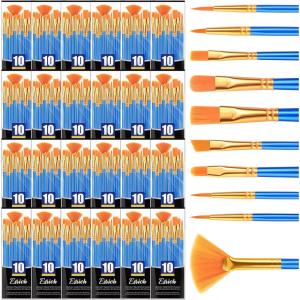 ESRICH Paint Brushes,10Pack-100pcs Paint Brush for Acrylic Painting,Acrylic Paint Brush Set for Oil Watercolor,Body Face Rock Canvas, Small Paint Brushes for Kids Adult Drawing(240p)