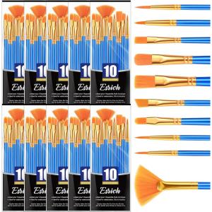 ESRICH Paint Brushes,10Pack-100pcs Paint Brush for Acrylic Painting,Acrylic Paint Brush Set for Oil Watercolor,Body Face Rock Canvas, Small Paint Brushes for Kids Adult Drawing(100p)