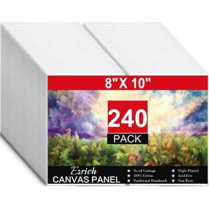 ESRICH Small Canvases for Painting 5x7IN, 96 Pack Mini Canvases for Painting Primed Acid-Free Blank Painting Canvas Panels for Oil Paint, Watercolor, Acrylic Paint, Gouache &Tempera.(8*10in 240pack)
