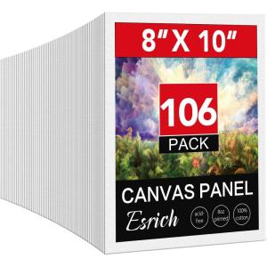 ESRICH Small Canvases for Painting 5x7IN, 96 Pack Mini Canvases for Painting Primed Acid-Free Blank Painting Canvas Panels for Oil Paint, Watercolor, Acrylic Paint, Gouache &Tempera.(8*10in 106pack)