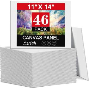 ESRICH Small Canvases for Painting 5x7IN, 96 Pack Mini Canvases for Painting Primed Acid-Free Blank Painting Canvas Panels for Oil Paint, Watercolor, Acrylic Paint, Gouache &Tempera.(11*14in 46pack)