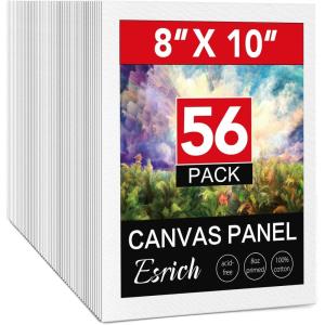 ESRICH Small Canvases for Painting 5x7IN, 96 Pack Mini Canvases for Painting Primed Acid-Free Blank Painting Canvas Panels for Oil Paint, Watercolor, Acrylic Paint, Gouache &Tempera.(8*10in 56pack)