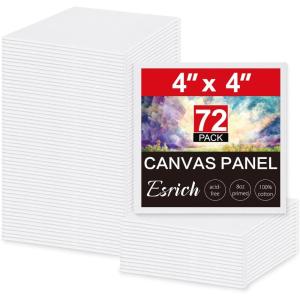 ESRICH Small Canvases for Painting 5x7IN, 96 Pack Mini Canvases for Painting Primed Acid-Free Blank Painting Canvas Panels for Oil Paint, Watercolor, Acrylic Paint, Gouache &Tempera.(4*4in 72pack)