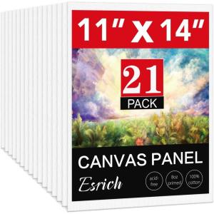 ESRICH Small Canvases for Painting 5x7IN, 96 Pack Mini Canvases for Painting Primed Acid-Free Blank Painting Canvas Panels for Oil Paint, Watercolor, Acrylic Paint, Gouache &Tempera.(11*14in 21pack)