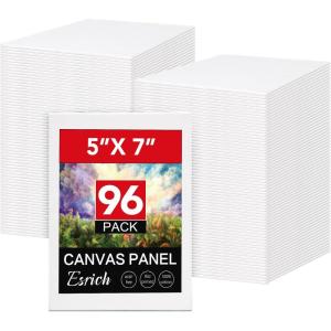ESRICH Small Canvases for Painting 5x7IN, 96 Pack Mini Canvases for Painting Primed Acid-Free Blank Painting Canvas Panels for Oil Paint, Watercolor, Acrylic Paint, Gouache &Tempera.(5*7in 96pack)