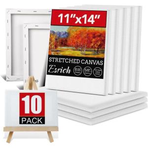 ESRICH Stretched Canvas for Painting, 8 Pack 9×12 Inch Canvas Value Pack,Primed Acid-Free Cotton Blank Canvases, Painting Canvas for Oil & Acrylic Paint.(11X14IN 10 Packs)