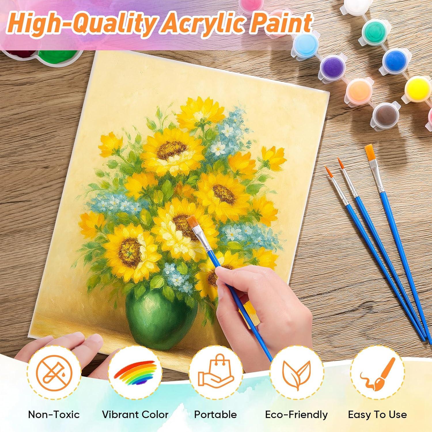 image8 Pack Mini Acrylic Paint Set 12 Colors Acrylic Paint Strips with 16 Brushes Washable Paint for Kids amp Adults Craft 112 PCS Painting kit for Easter Eggs Birthday Party Favor Classroom Art Gifts