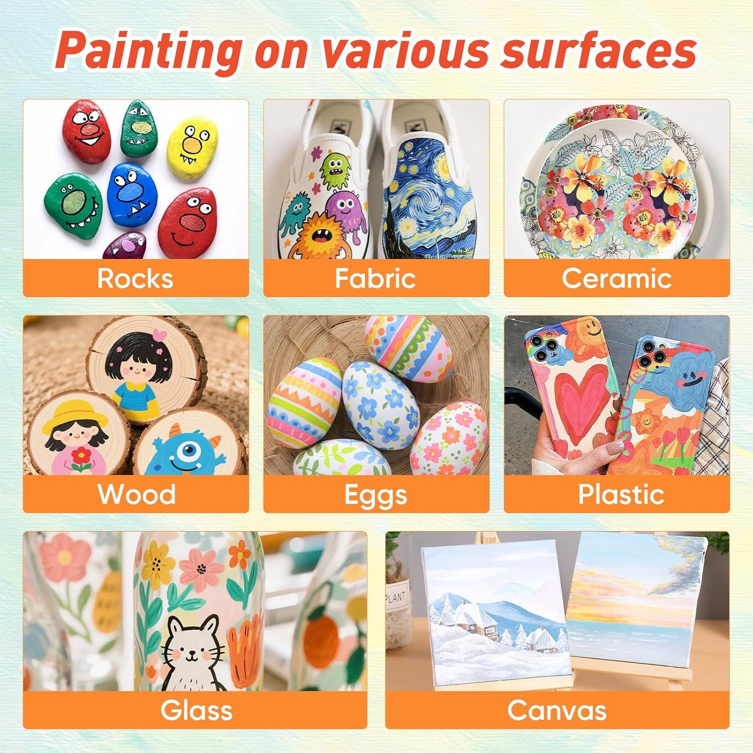 image8 Pack Mini Acrylic Paint Set 12 Colors Acrylic Paint Strips with 16 Brushes Washable Paint for Kids amp Adults Craft 112 PCS Painting kit for Easter Eggs Birthday Party Favor Classroom Art Gifts